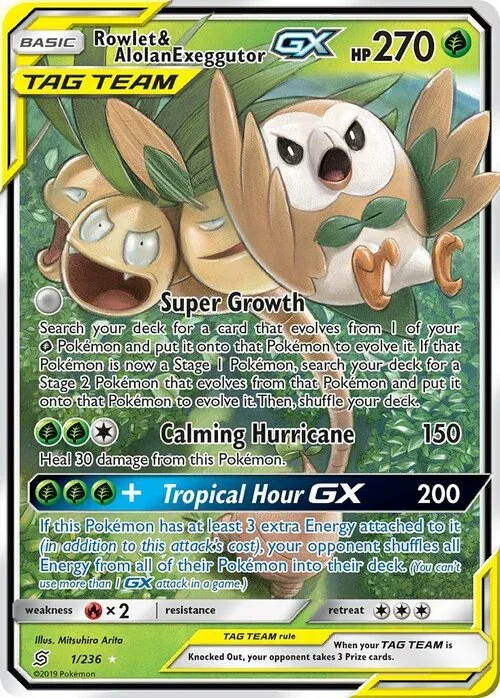 Rowlet & Alolan exeggutor GX