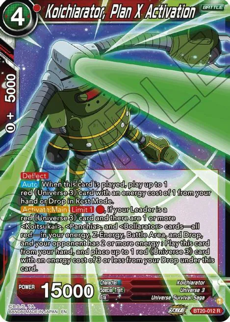 Koichiarator, Plan X Activation