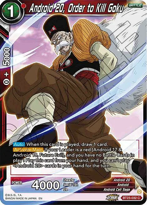 Android 20, Order to Kill Goku