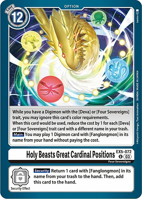 Holy Beasts Great Cardinal Positions