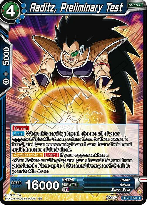 Raditz, Preliminary Test