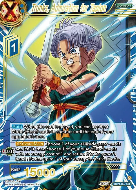 Trunks, Admiration of Tapion