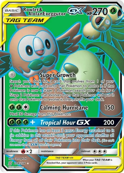 Rowlet & Alolan exeggutor GX