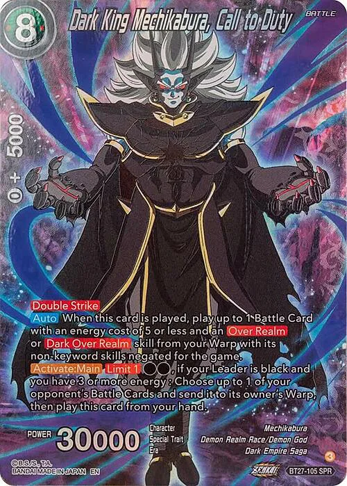 Dark King Mechikabura, Call to Duty