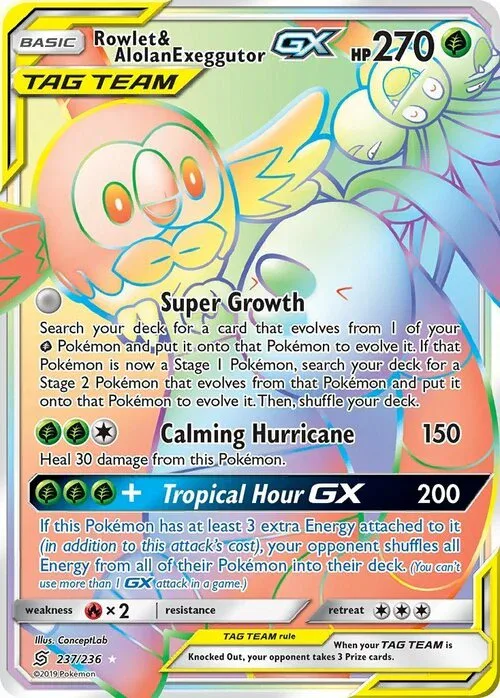 Rowlet & Alolan exeggutor GX