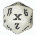 White Tenth Edition D20 Die