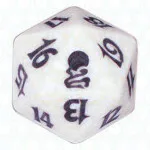 White Odyssey D20 Die