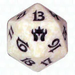 White Fifth Dawn D20 Die