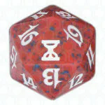 Red Time Spiral D20 Die
