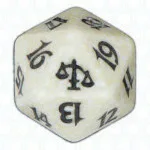 White Judgment D20 Die
